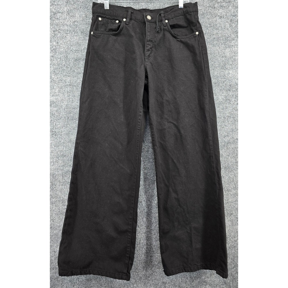Zara Wide Leg Mom Jeans Women's‎ 6 Black High Rise Baggy Denim 5474/241/800